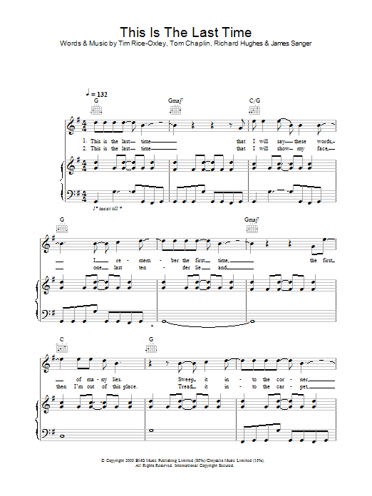 Keane This Is The Last Time sheet music notes and chords. Download Printable PDF.