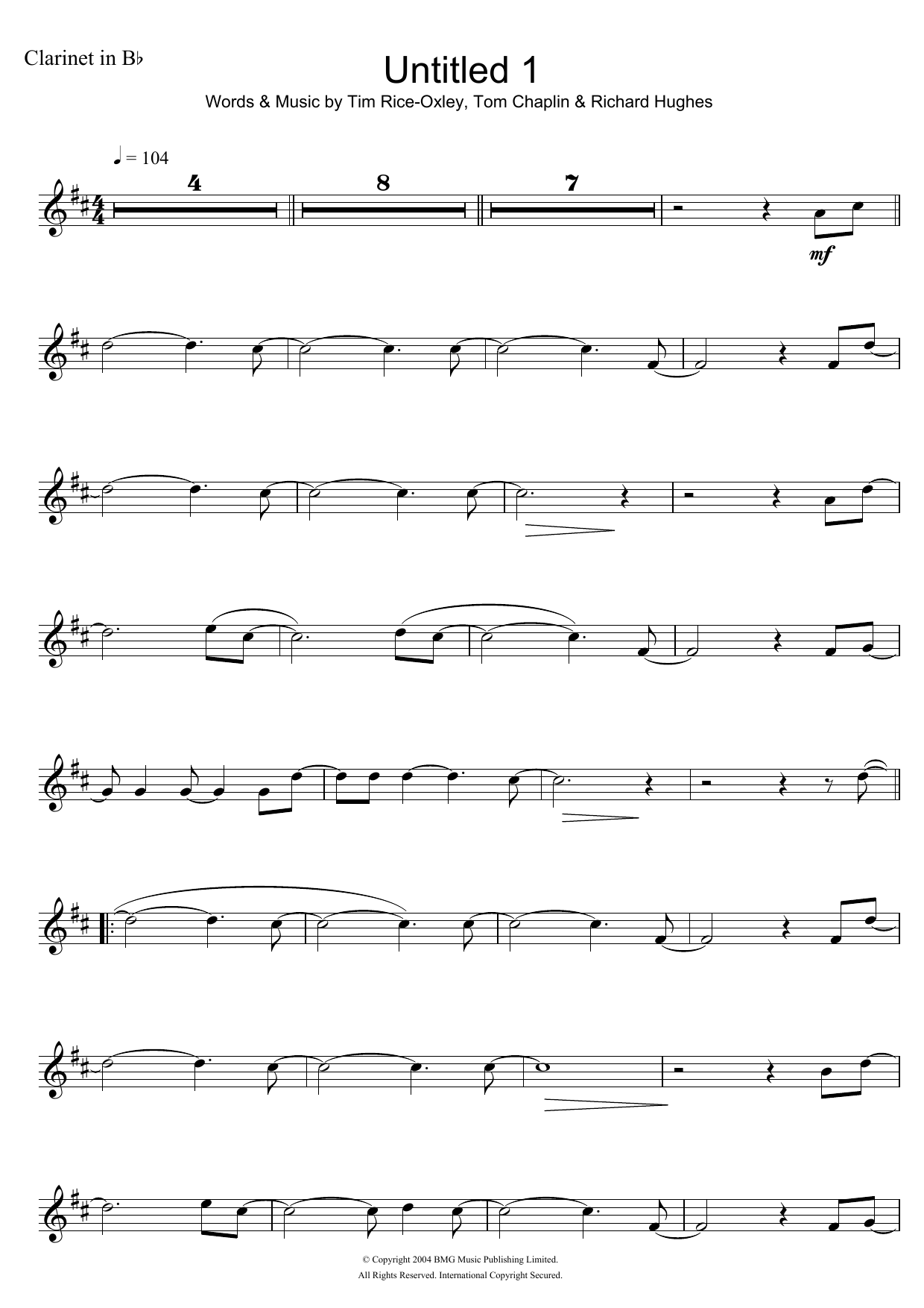 Keane Untitled 1 sheet music notes and chords. Download Printable PDF.