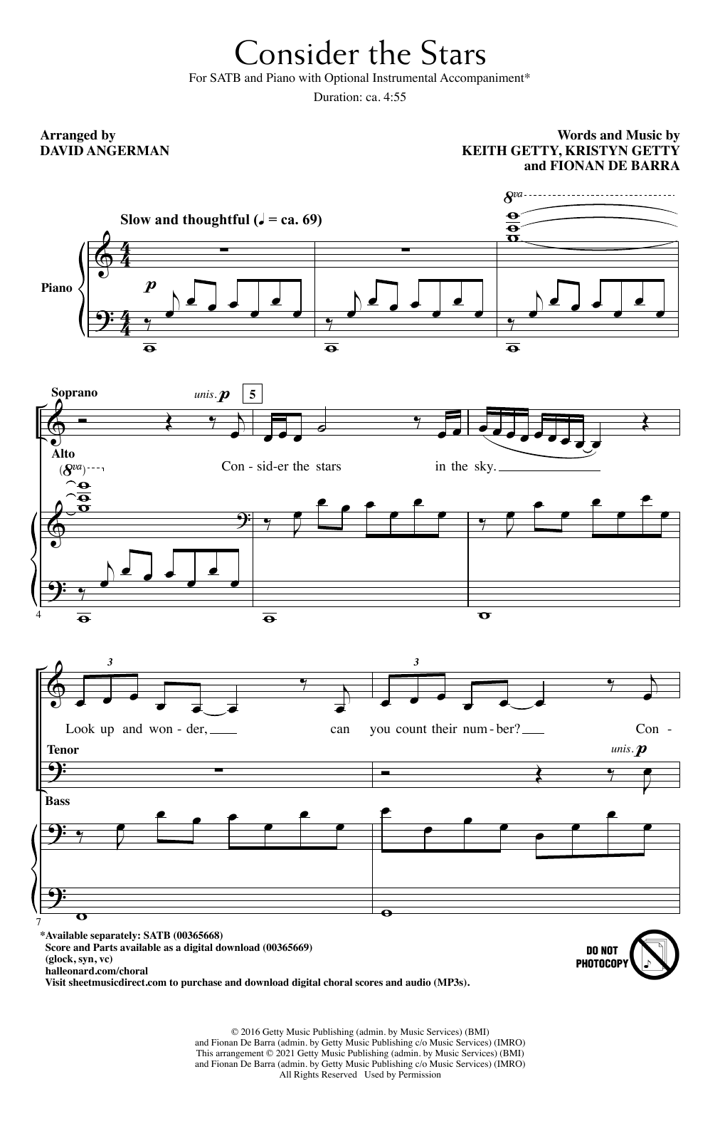 Keith and Kristyn Getty Consider The Stars (arr. David Angerman) sheet music notes and chords. Download Printable PDF.