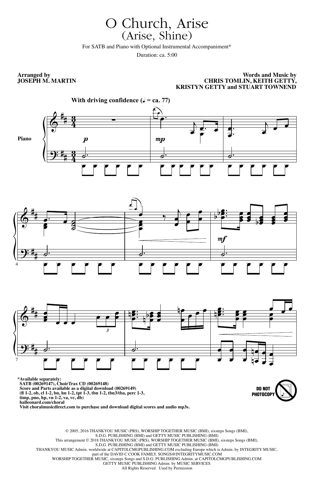 Keith and Kristyn Getty O Church, Arise (Arise, Shine) (arr. Joseph M. Martin) sheet music notes and chords. Download Printable PDF.