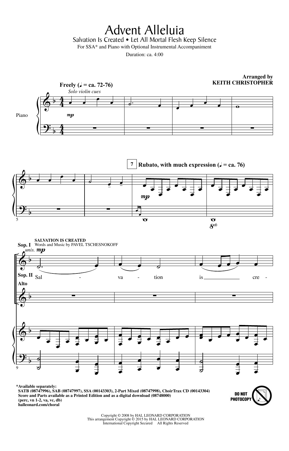 Keith Christopher Advent Alleluia sheet music notes and chords. Download Printable PDF.