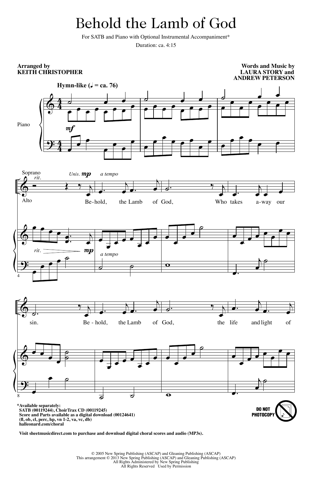 Learn to play Keith Christopher Behold The Lamb Of God sheet music for SATB Choir in minutes. Price: 3.9900$ Keith Christopher Behold The Lamb Of God sheet music notes and chords arranged for SATB Choir