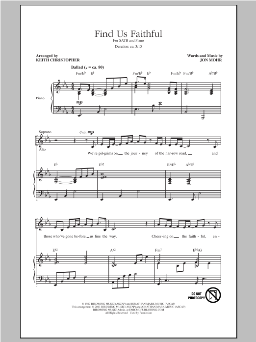 Keith Christopher Find Us Faithful sheet music notes and chords. Download Printable PDF.