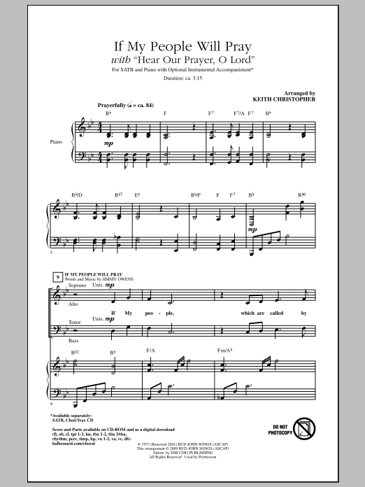 Keith Christopher If My People Will Pray sheet music notes and chords. Download Printable PDF.