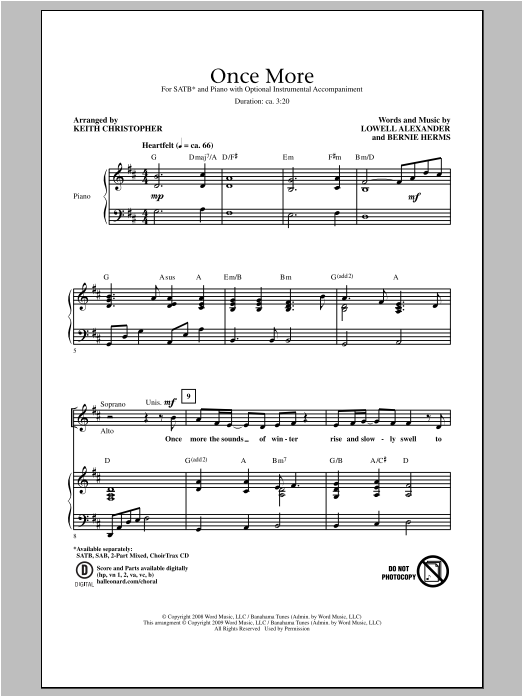 Keith Christopher Once More sheet music notes and chords. Download Printable PDF.