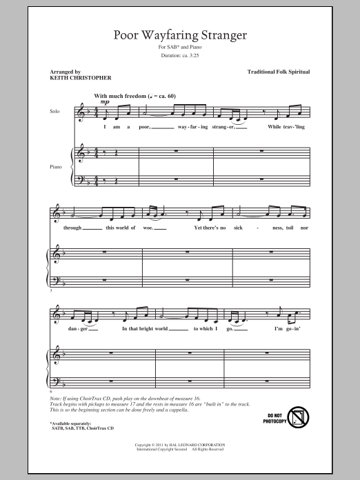 Learn to play Keith Christopher Poor Wayfaring Stranger sheet music for SATB Choir in minutes. Price: 3.9900$ Keith Christopher Poor Wayfaring Stranger sheet music notes and chords arranged for SATB Choir