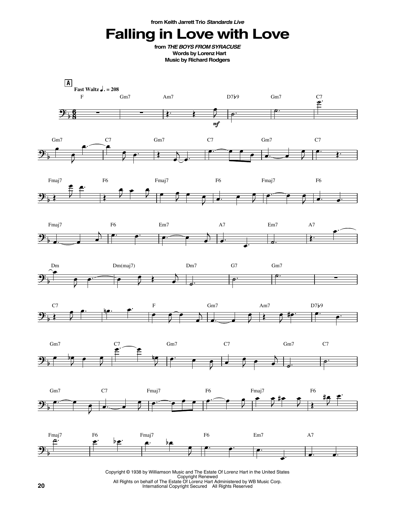 Learn to play Keith Garrett Trio Falling In Love With Love sheet music for String Bass Transcription in minutes. Price: 5.9900$ Keith Garrett Trio Falling In Love With Love sheet music notes and chords arranged for String Bass Transcription