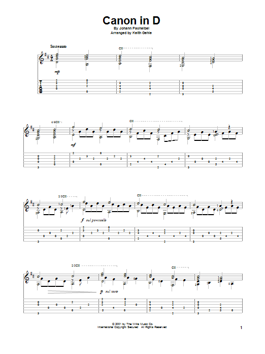 Keith Gehle Canon In D sheet music notes and chords. Download Printable PDF.