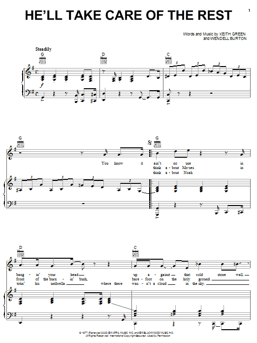 Keith Green He'll Take Care Of The Rest sheet music notes and chords. Download Printable PDF.