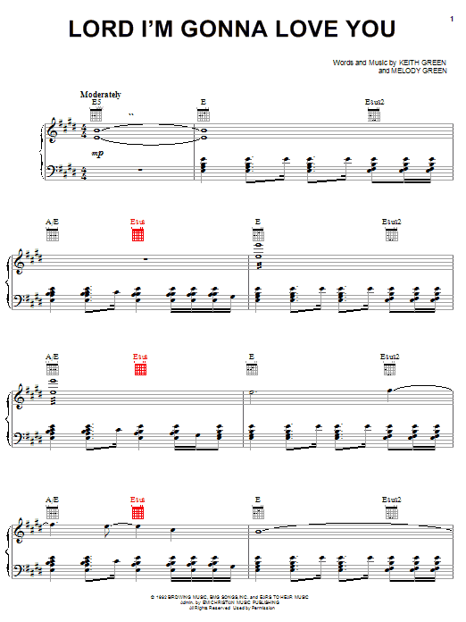 Learn to play Keith Green Lord I'm Gonna Love You sheet music for Piano, Vocal & Guitar Chords (Right-Hand Melody) in minutes. Price: 7.8900$ Keith Green Lord I'm Gonna Love You sheet music notes and chords arranged for Piano, Vocal & Guitar Chords (Right-Hand Melody)