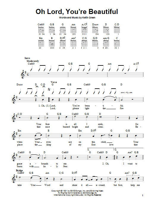 Keith Green Oh Lord, You're Beautiful sheet music notes and chords. Download Printable PDF.