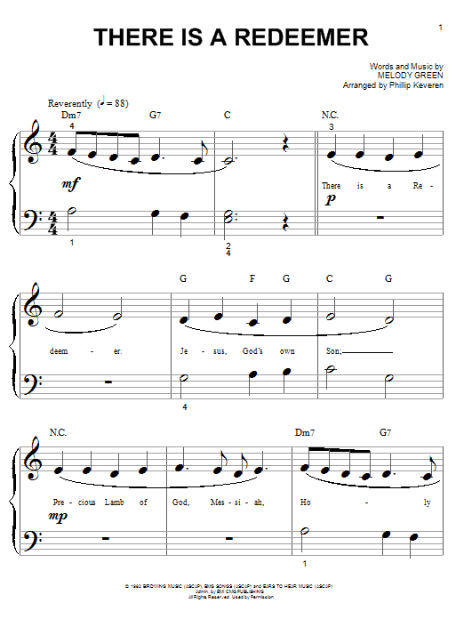 Keith Green There Is A Redeemer sheet music notes and chords. Download Printable PDF.