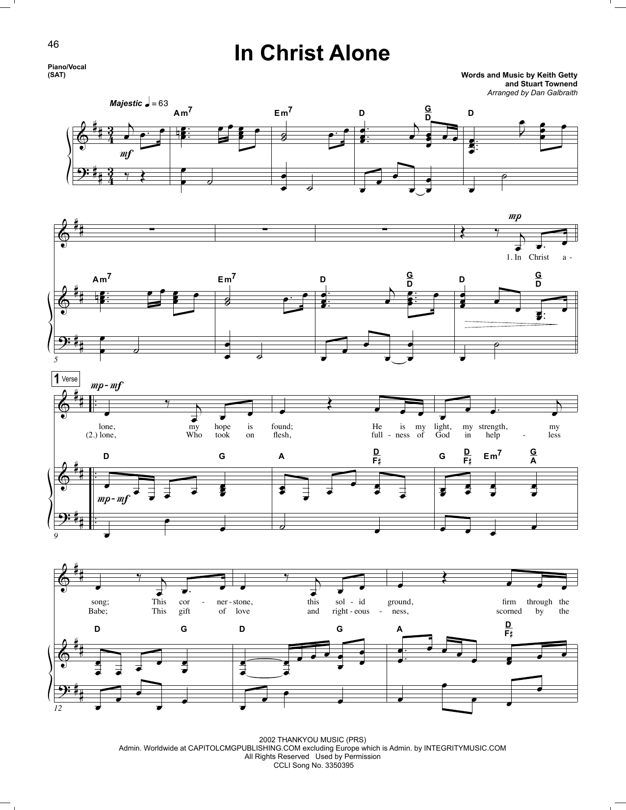 Dan Galbraith In Christ Alone sheet music notes and chords arranged for Piano & Vocal