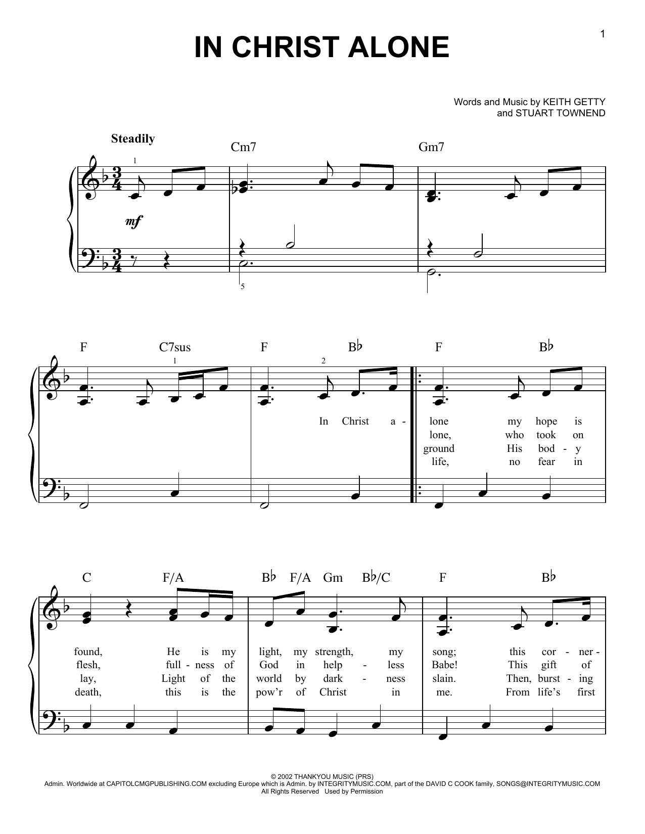 Keith & Kristyn Getty In Christ Alone sheet music notes and chords. Download Printable PDF.