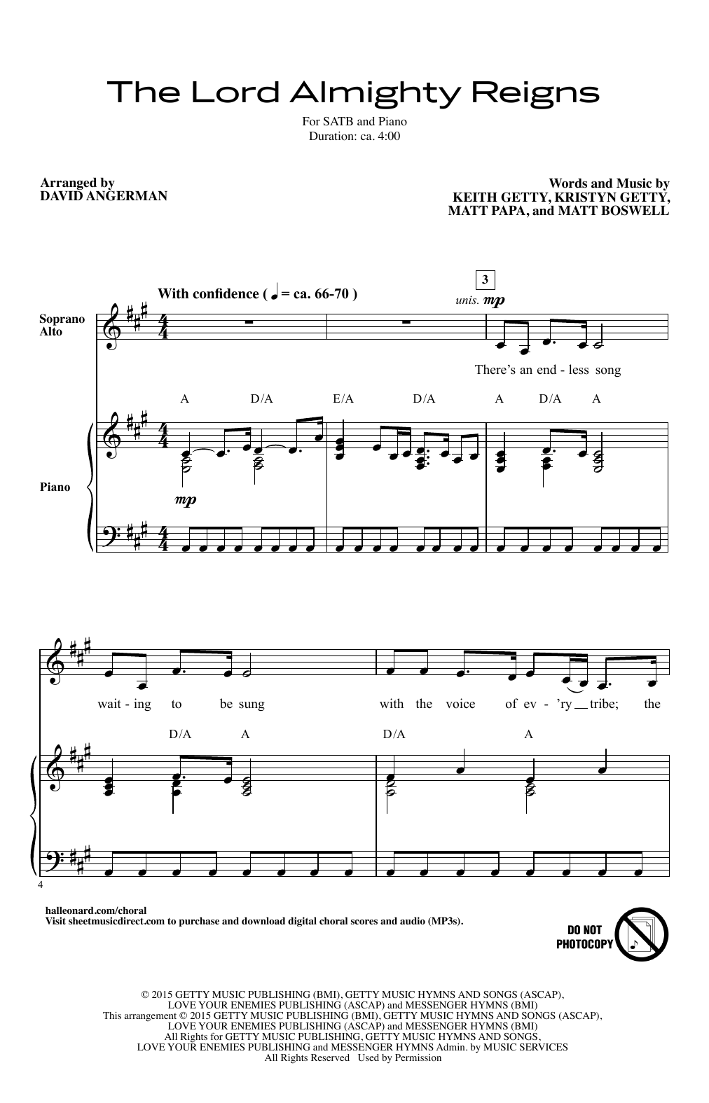 Learn to play Keith & Kristyn Getty The Lord Almighty Reigns (arr. David Angerman) sheet music for SATB Choir in minutes. Price: 3.9900$ Keith & Kristyn Getty The Lord Almighty Reigns (arr. David Angerman) sheet music notes and chords arranged for SATB Choir