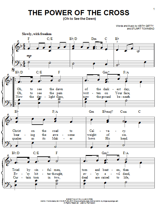 Keith & Kristyn Getty The Power Of The Cross (Oh To See The Dawn) sheet music notes and chords. Download Printable PDF.