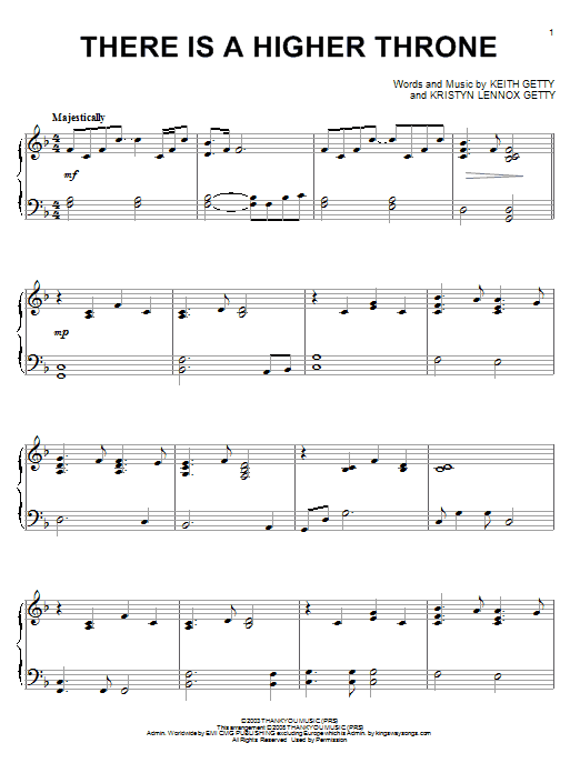 Keith & Kristyn Getty There Is A Higher Throne sheet music notes and chords. Download Printable PDF.