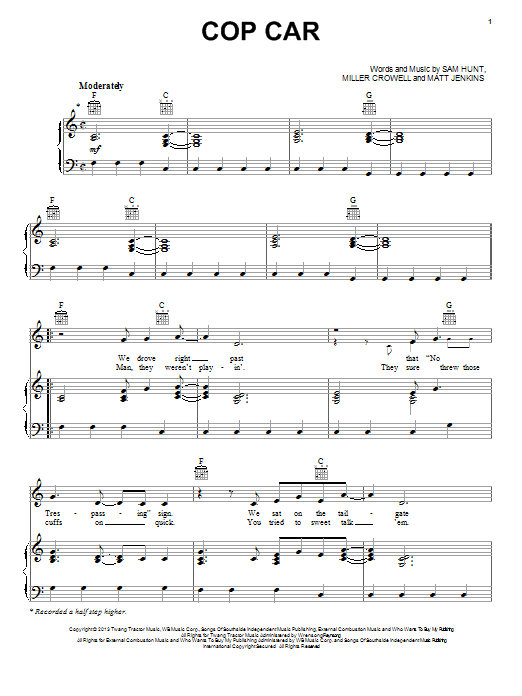 Learn to play Keith Urban Cop Car sheet music for Piano, Vocal & Guitar Chords (Right-Hand Melody) in minutes. Price: 7.8900$ Keith Urban Cop Car sheet music notes and chords arranged for Piano, Vocal & Guitar Chords (Right-Hand Melody)