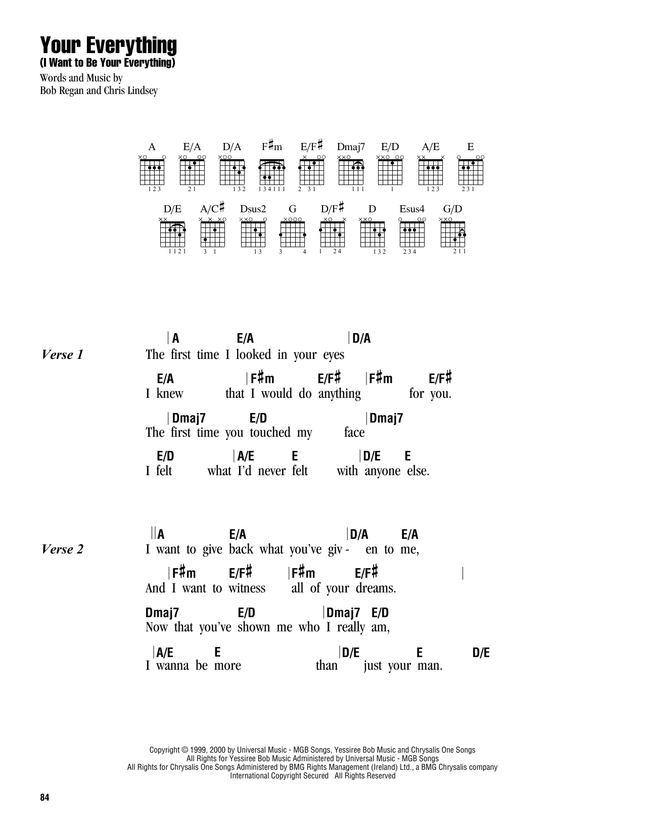 Keith Urban Your Everything (I Want To Be Your Everything) sheet music notes and chords. Download Printable PDF.