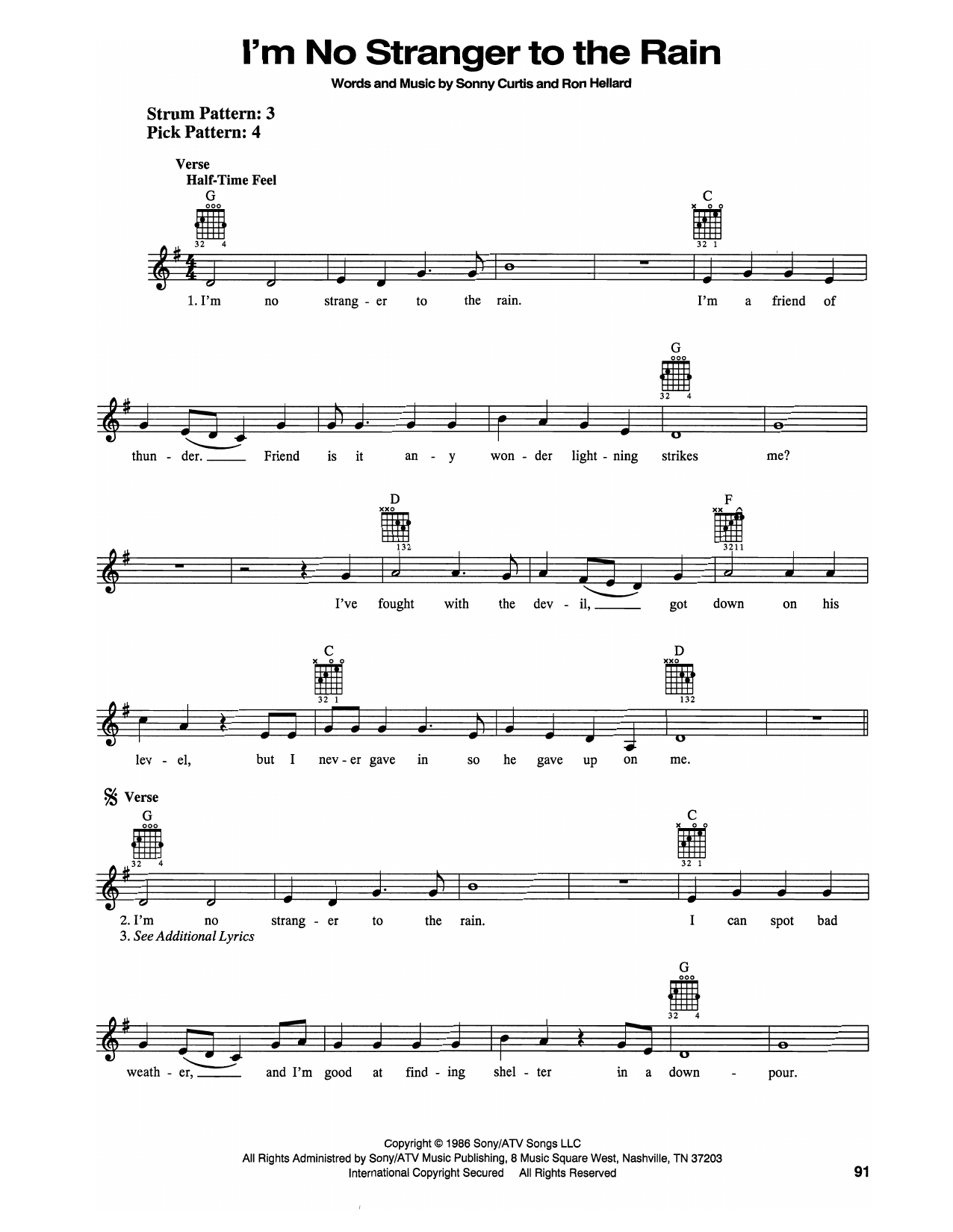 Keith Whitley I'm No Stranger To The Rain sheet music notes and chords. Download Printable PDF.