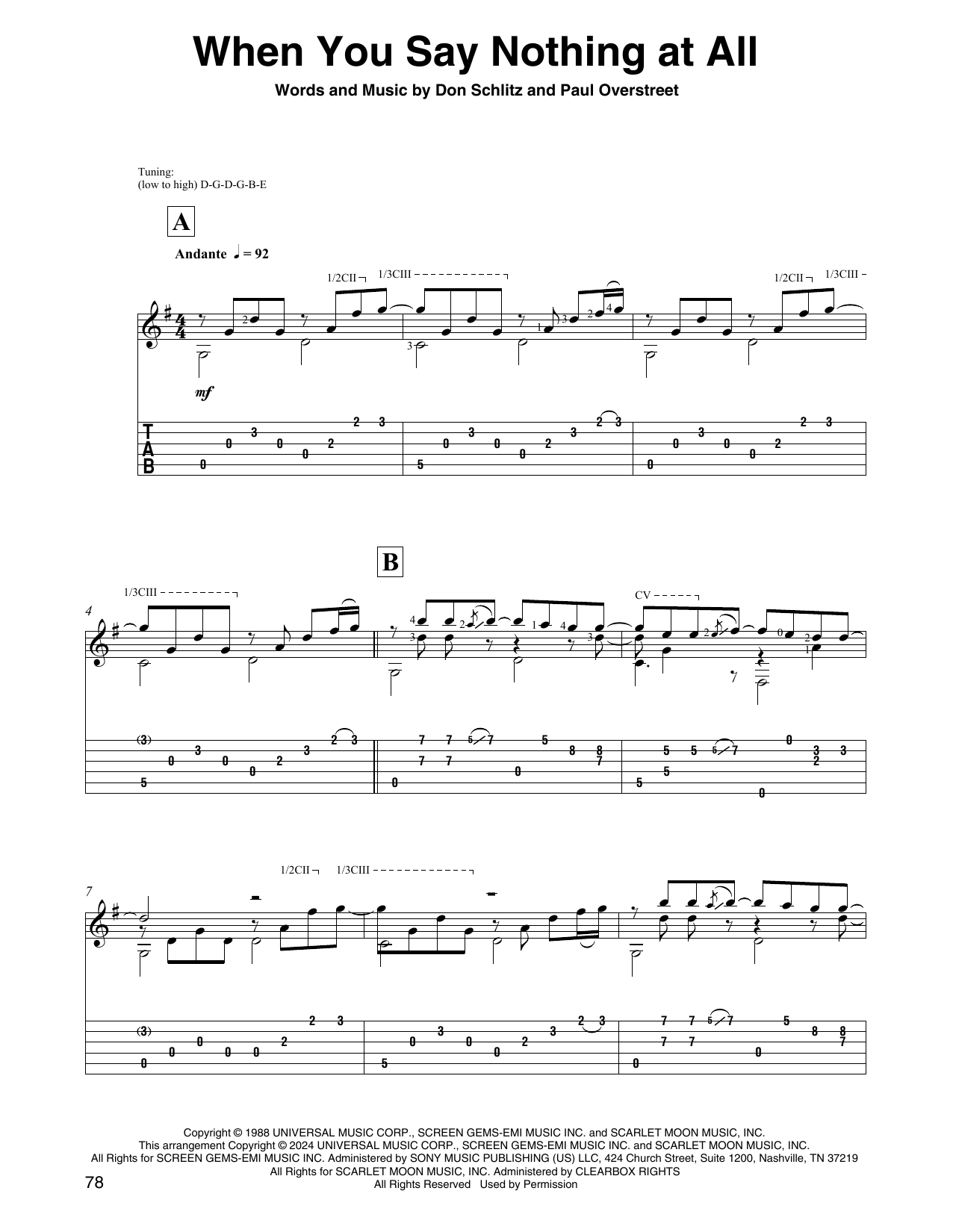 Keith Whitley When You Say Nothing At All (arr. David Jaggs) sheet music notes and chords. Download Printable PDF.