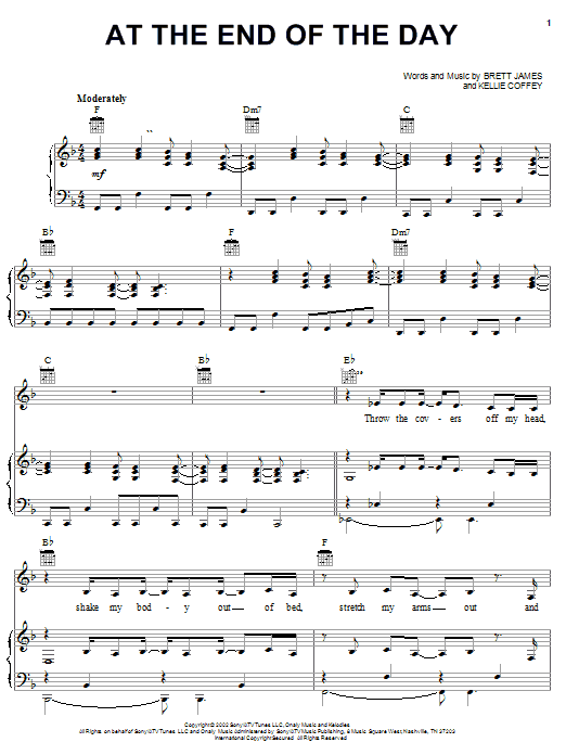 Learn to play Kellie Coffey At The End Of The Day sheet music for Piano, Vocal & Guitar Chords (Right-Hand Melody) in minutes. Price: 7.8900$ Kellie Coffey At The End Of The Day sheet music notes and chords arranged for Piano, Vocal & Guitar Chords (Right-Hand Melody)