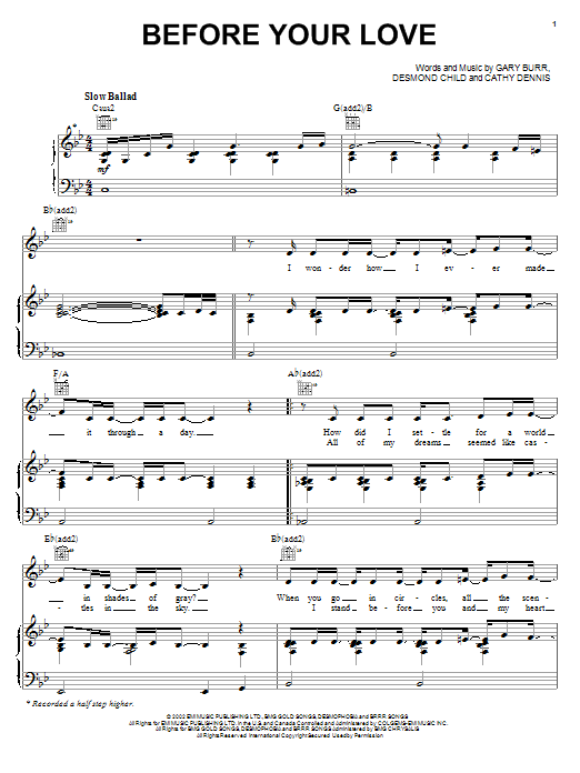 Kelly Clarkson Before Your Love sheet music notes and chords arranged for Piano, Vocal & Guitar Chords (Right-Hand Melody)