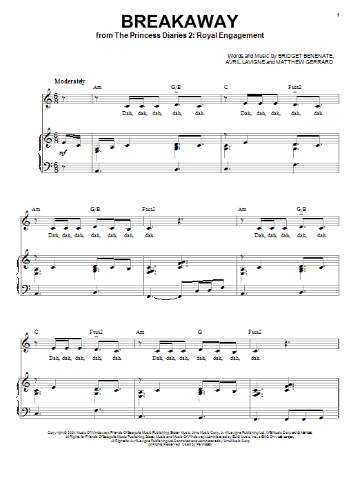 Kelly Clarkson Breakaway sheet music notes and chords. Download Printable PDF.