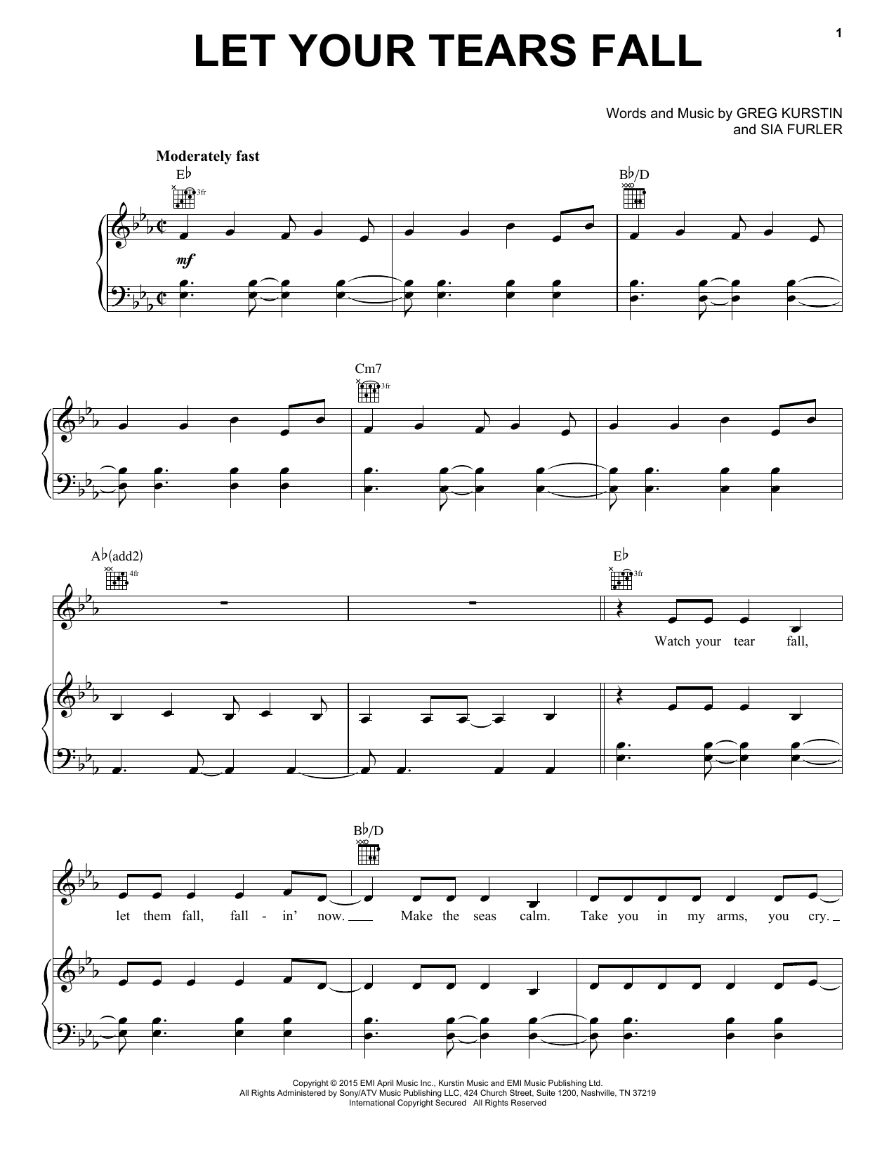 Learn to play Kelly Clarkson Let Your Tears Fall sheet music for Piano, Vocal & Guitar Chords (Right-Hand Melody) in minutes. Price: 7.8900$ Kelly Clarkson Let Your Tears Fall sheet music notes and chords arranged for Piano, Vocal & Guitar Chords (Right-Hand Melody)