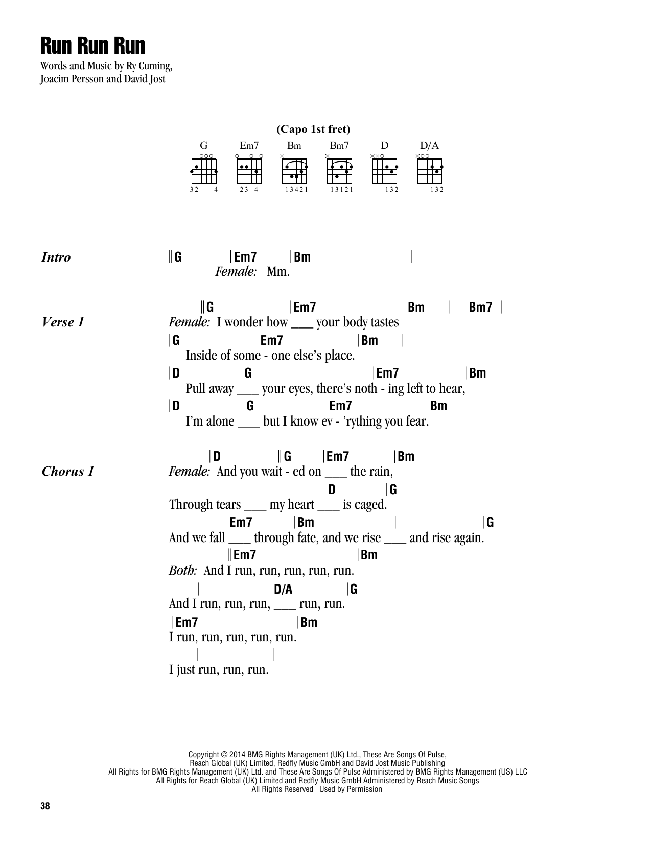 Kelly Clarkson Run Run Run sheet music notes and chords. Download Printable PDF.