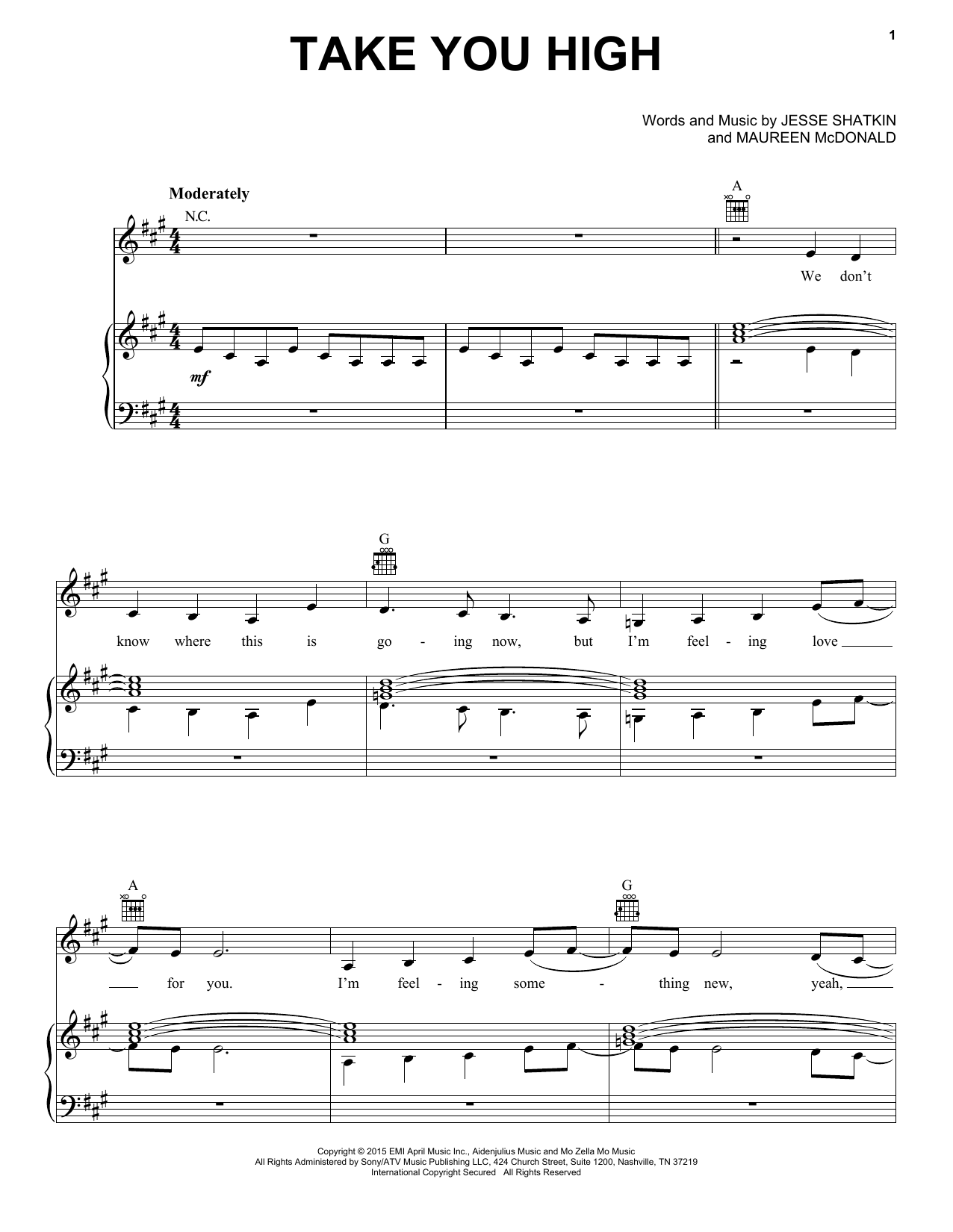 Learn to play Kelly Clarkson Take You High sheet music for Piano, Vocal & Guitar Chords (Right-Hand Melody) in minutes. Price: 7.8900$ Kelly Clarkson Take You High sheet music notes and chords arranged for Piano, Vocal & Guitar Chords (Right-Hand Melody)