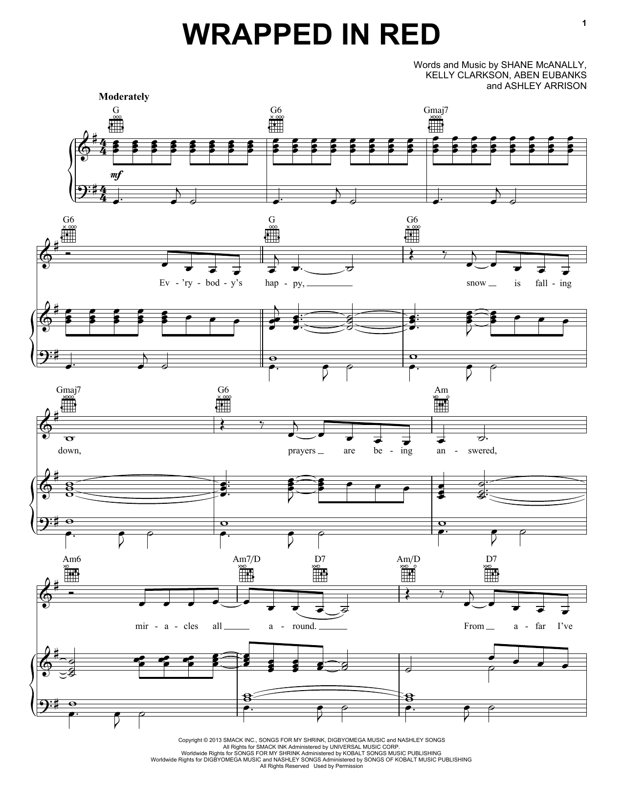 Learn to play Kelly Clarkson Wrapped In Red sheet music for Lead Sheet / Fake Book in minutes. Price: 5.9900$ Kelly Clarkson Wrapped In Red sheet music notes and chords arranged for Lead Sheet / Fake Book