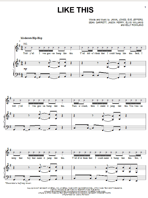 Kelly Rowland Like This (feat. Eve) sheet music notes and chords arranged for Piano, Vocal & Guitar Chords (Right-Hand Melody)