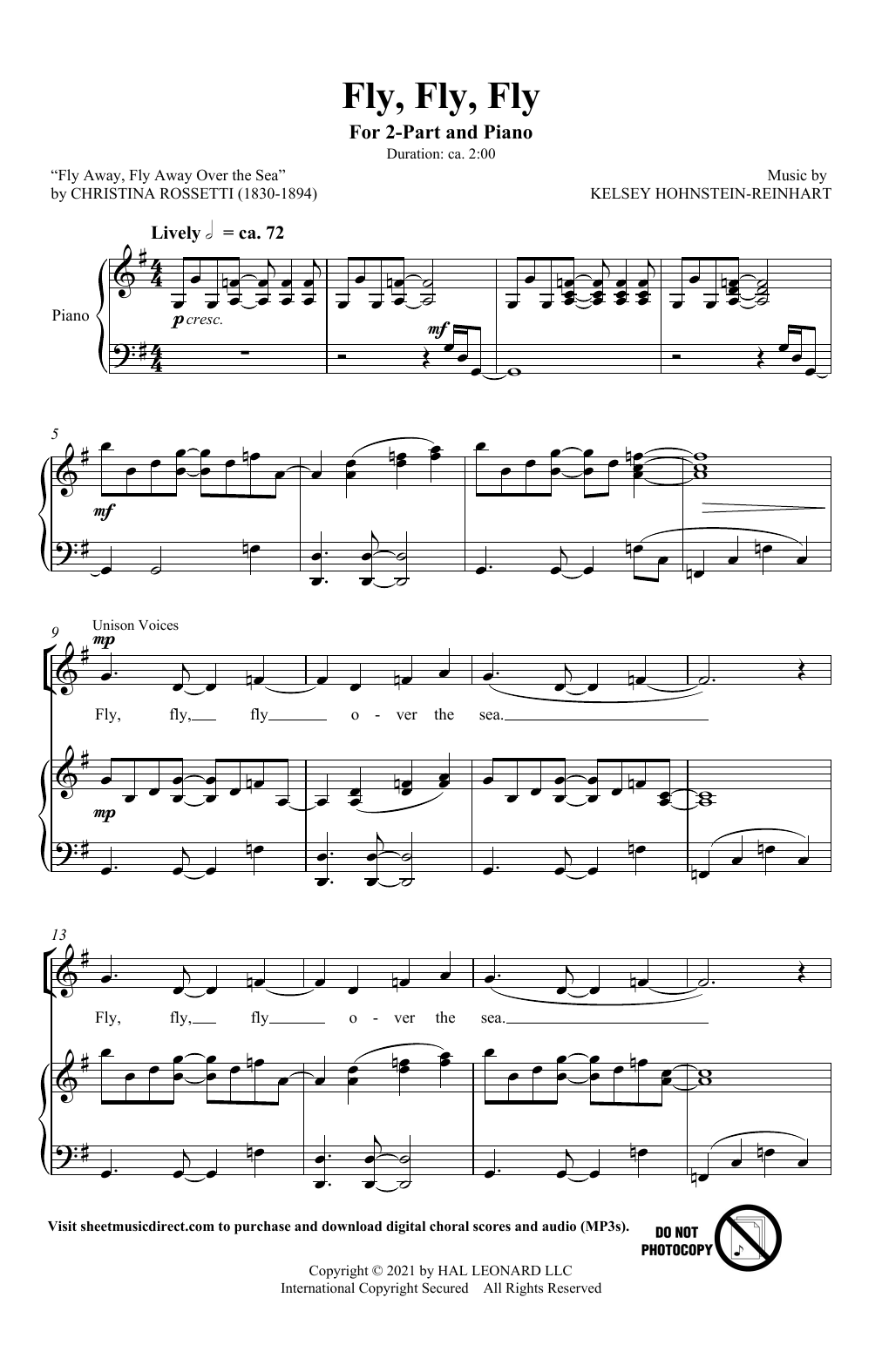 Kelsey Hohnstein-Reinhart Fly, Fly, Fly sheet music notes and chords. Download Printable PDF.