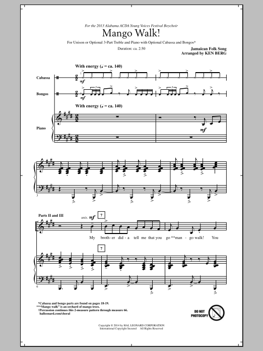 Ken Berg Mango Walk sheet music notes and chords. Download Printable PDF.