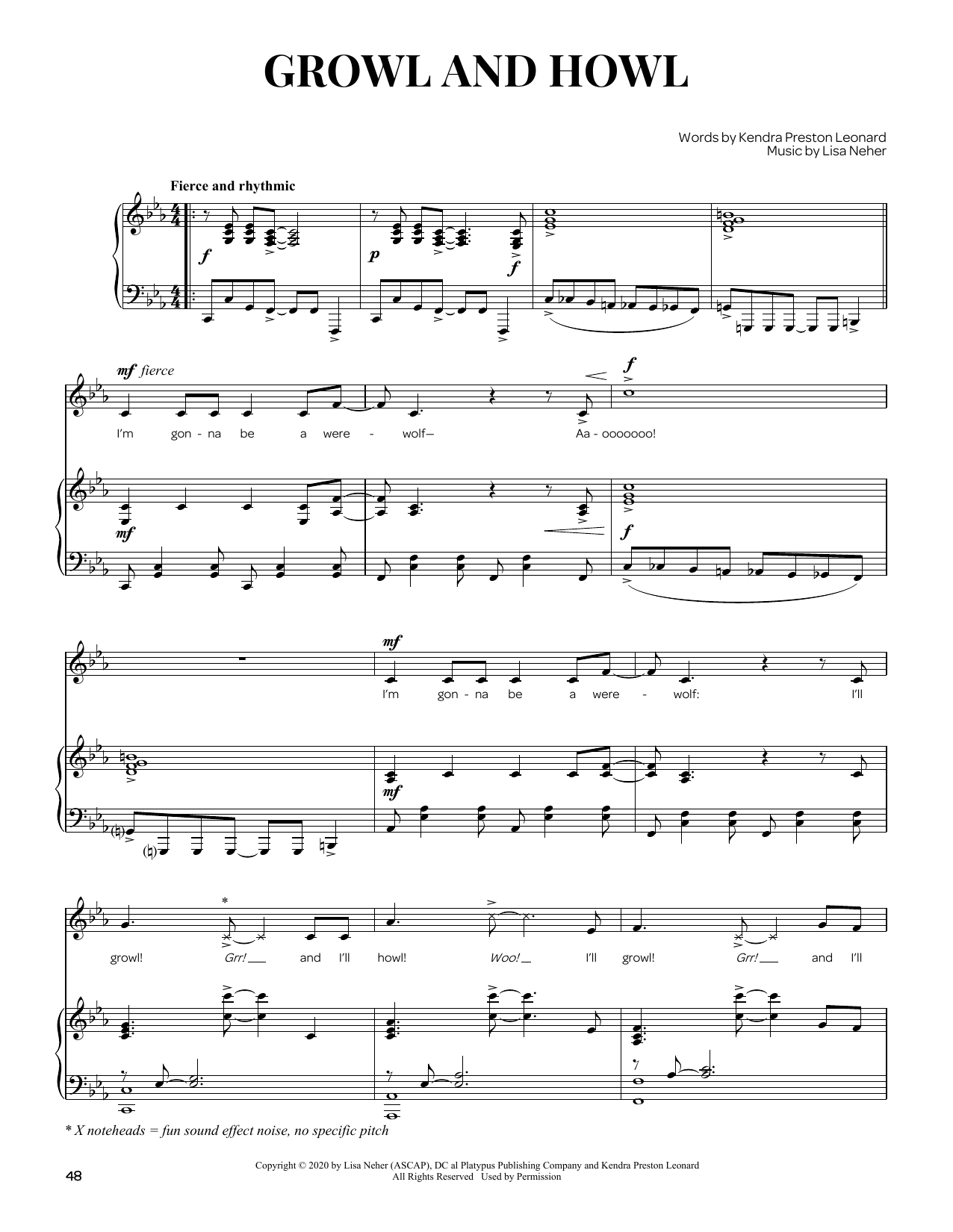 Kendra Preston Leonard Growl And Howl sheet music notes and chords arranged for Piano & Vocal