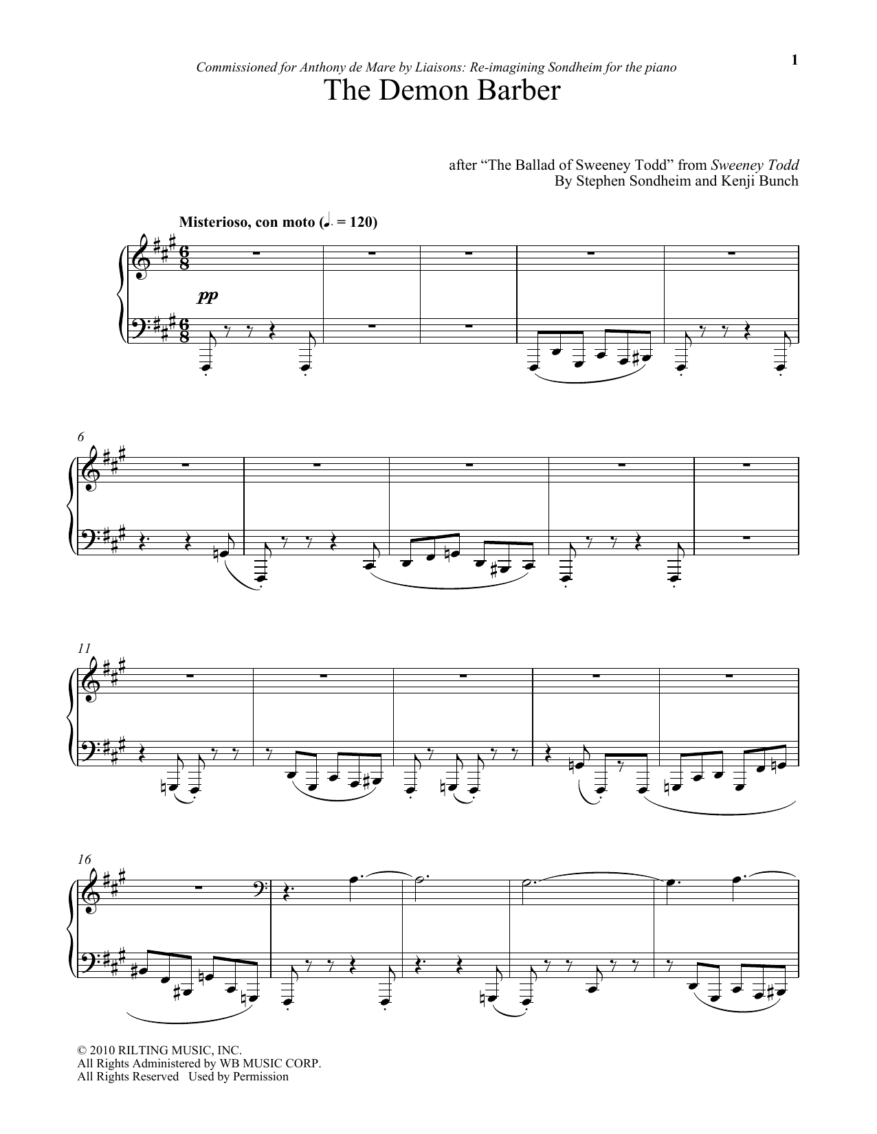 Learn to play Stephen Sondheim The Demon Barber (arr. Kenji Bunch) sheet music for Piano Solo in minutes. Price: 7.8900$ Stephen Sondheim The Demon Barber (arr. Kenji Bunch) sheet music notes and chords arranged for Piano Solo