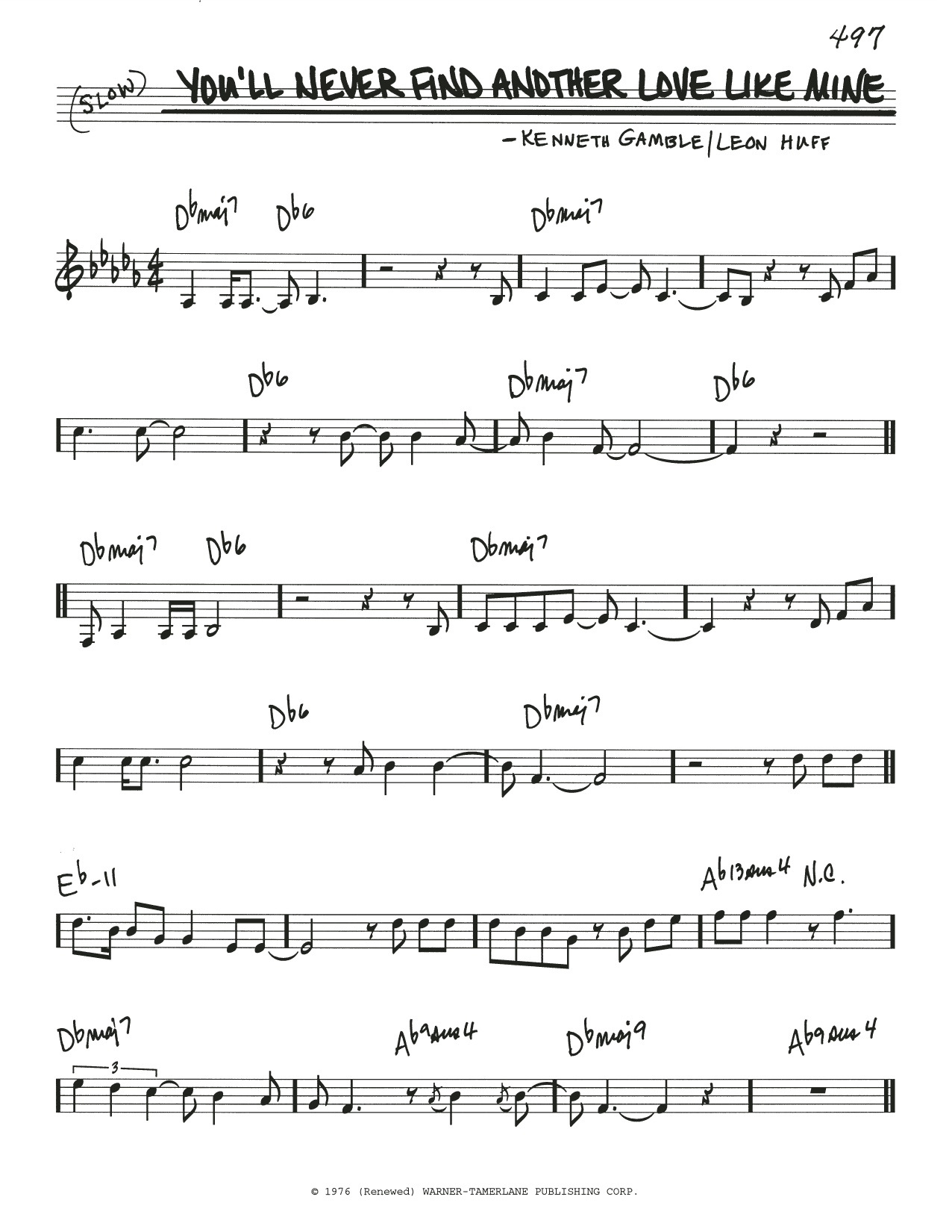 Learn to play Kenneth Gamble You'll Never Find Another Love Like Mine sheet music for Real Book – Melody & Chords in minutes. Price: 5.9900$ Kenneth Gamble You'll Never Find Another Love Like Mine sheet music notes and chords arranged for Real Book – Melody & Chords