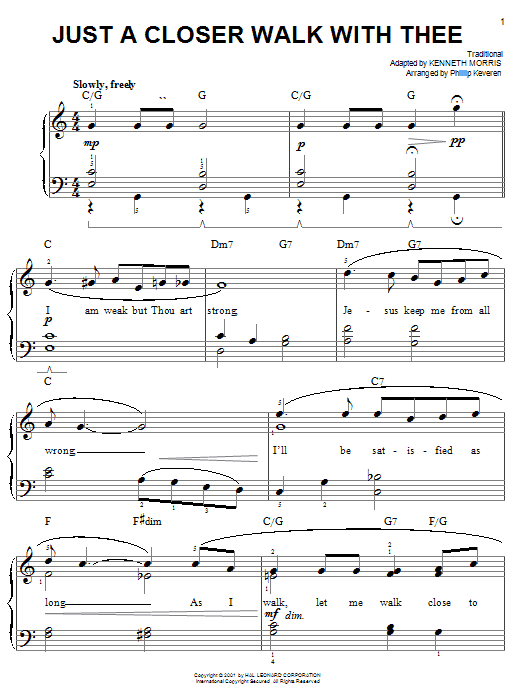 Kenneth Morris Just A Closer Walk With Thee sheet music notes and chords. Download Printable PDF.