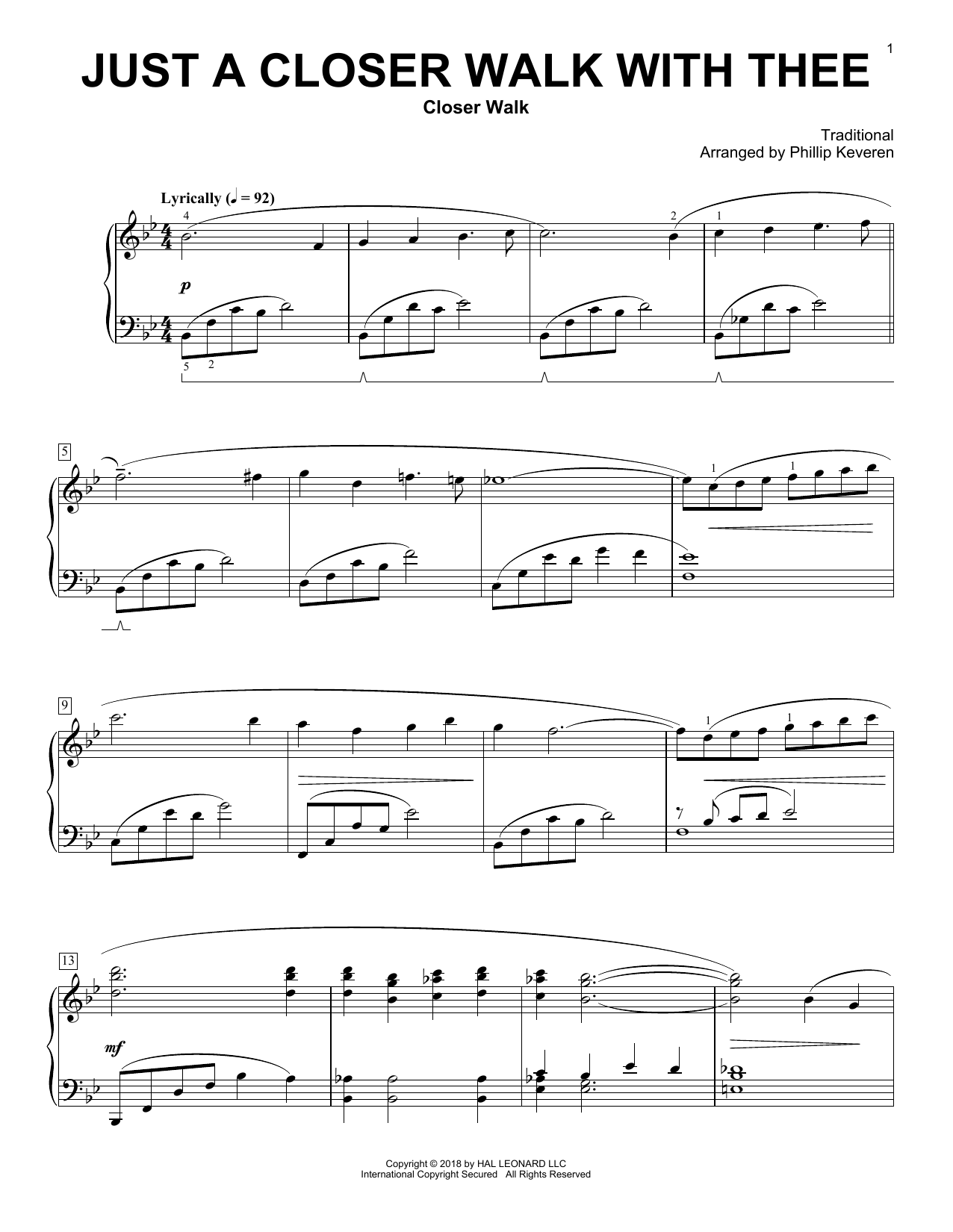 Kenneth Morris Just A Closer Walk With Thee [Classical version] (arr. Phillip Keveren) sheet music notes and chords. Download Printable PDF.