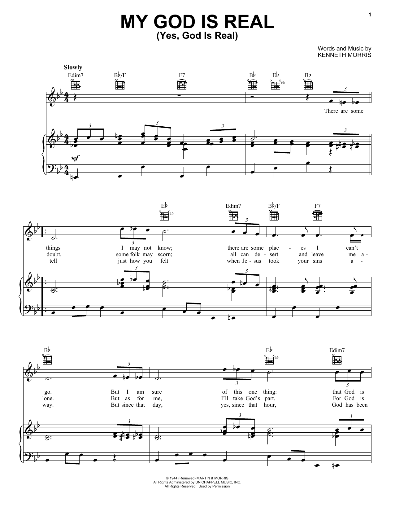 Kenneth Morris My God Is Real (Yes, God Is Real) sheet music notes and chords. Download Printable PDF.