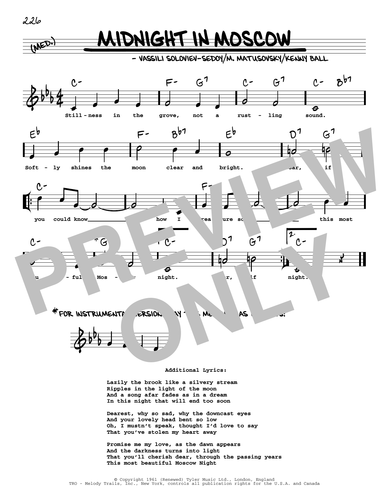 Kenny Ball Midnight In Moscow (arr. Robert Rawlins) sheet music notes and chords. Download Printable PDF.