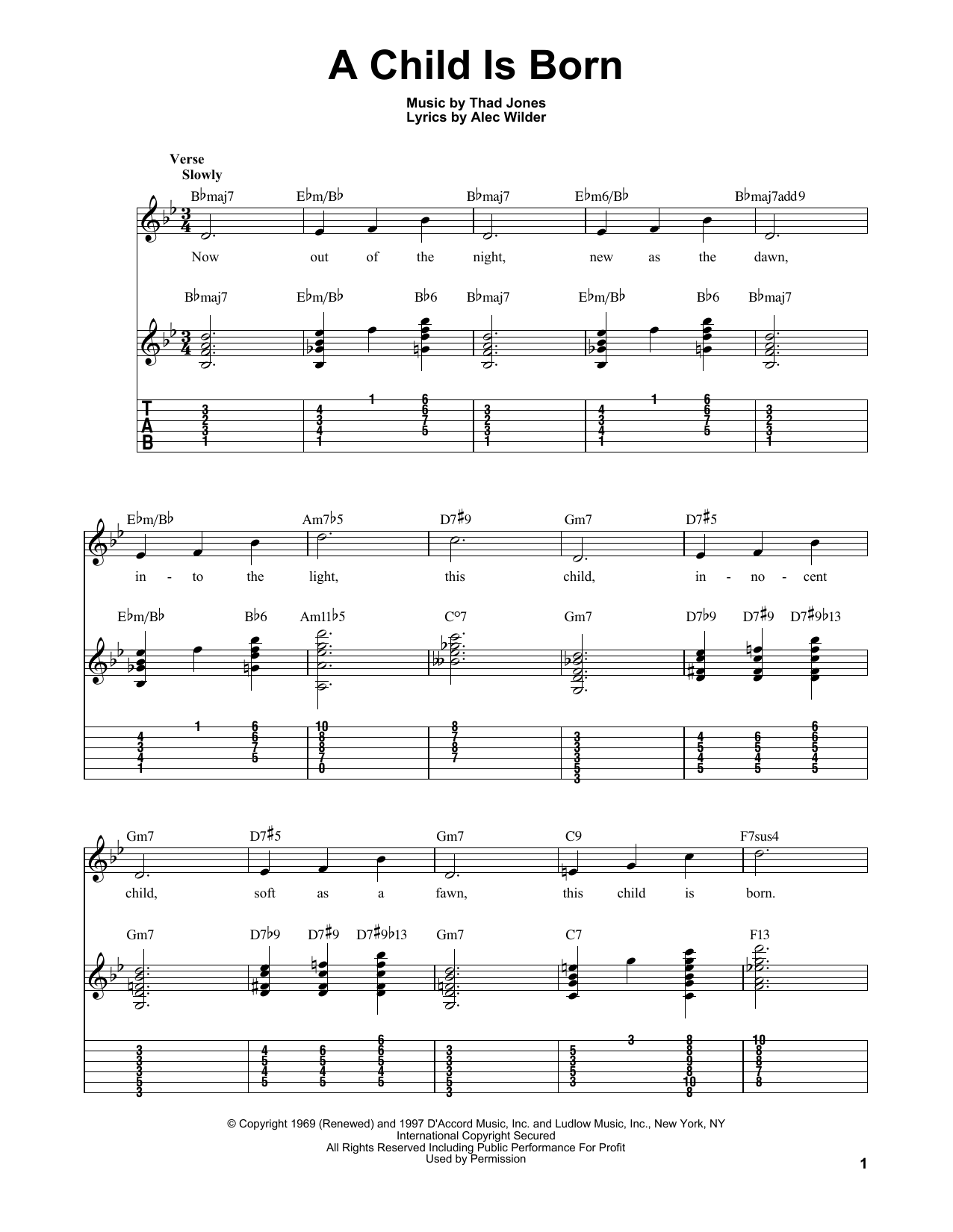 Kenny Burrell A Child Is Born sheet music notes and chords. Download Printable PDF.