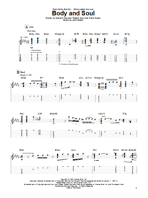 Learn to play Kenny Burrell Body And Soul sheet music for Guitar Tab in minutes. Price: 7.8900$ Kenny Burrell Body And Soul sheet music notes and chords arranged for Guitar Tab