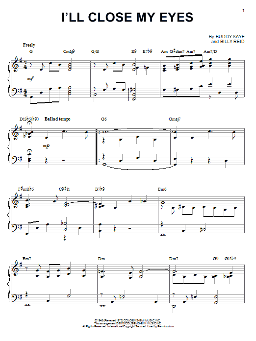 Learn to play Kenny Burrell I'll Close My Eyes (arr. Brent Edstrom) sheet music for Piano Solo in minutes. Price: 7.8900$ Kenny Burrell I'll Close My Eyes (arr. Brent Edstrom) sheet music notes and chords arranged for Piano Solo