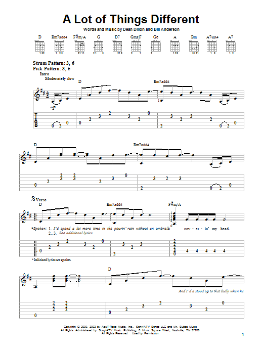 Kenny Chesney A Lot Of Things Different sheet music notes and chords. Download Printable PDF.