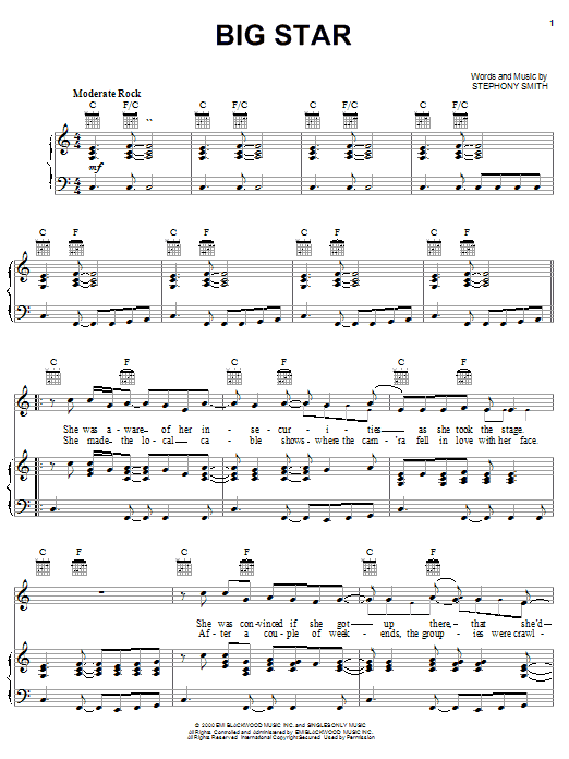 Learn to play Kenny Chesney Big Star sheet music for Piano, Vocal & Guitar Chords (Right-Hand Melody) in minutes. Price: 7.8900$ Kenny Chesney Big Star sheet music notes and chords arranged for Piano, Vocal & Guitar Chords (Right-Hand Melody)