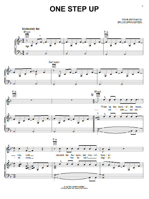 Learn to play Kenny Chesney One Step Up sheet music for Piano, Vocal & Guitar Chords (Right-Hand Melody) in minutes. Price: 7.8900$ Kenny Chesney One Step Up sheet music notes and chords arranged for Piano, Vocal & Guitar Chords (Right-Hand Melody)
