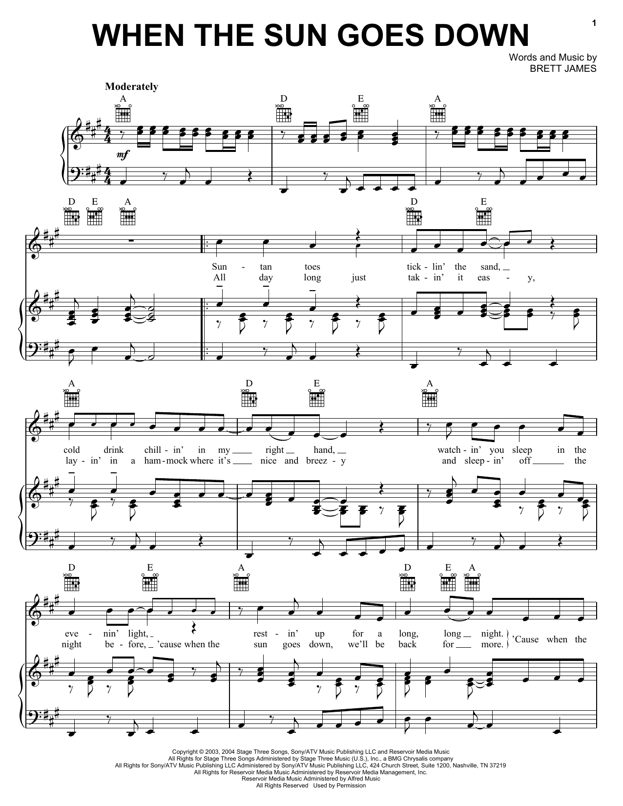 Learn to play Kenny Chesney When The Sun Goes Down sheet music for Piano, Vocal & Guitar Chords (Right-Hand Melody) in minutes. Price: 7.8900$ Kenny Chesney When The Sun Goes Down sheet music notes and chords arranged for Piano, Vocal & Guitar Chords (Right-Hand Melody)