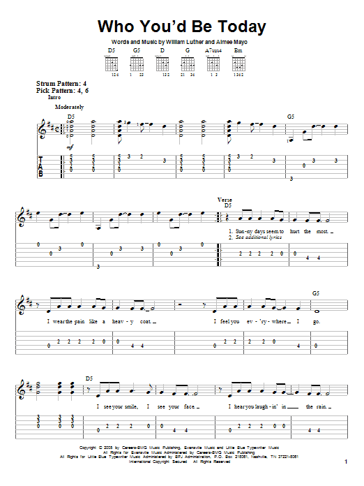 Kenny Chesney Who You'd Be Today sheet music notes and chords. Download Printable PDF.